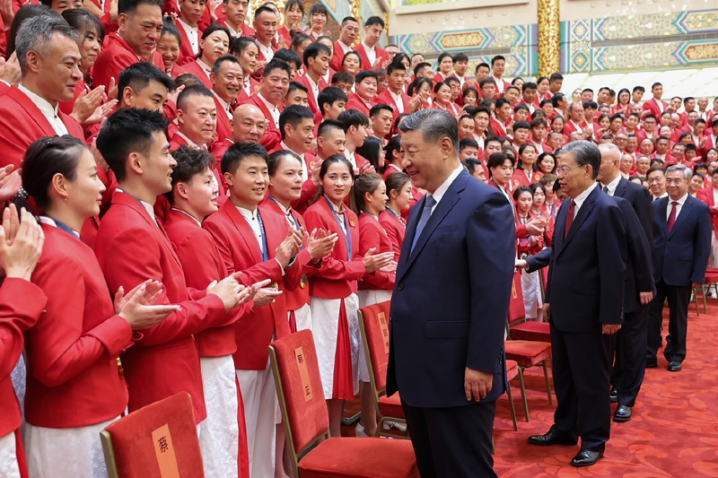 2024年8月20日，習(xí)近平總書記在人民大會堂接見第33屆夏季奧林匹克運動會中國體育代表團全體成員。