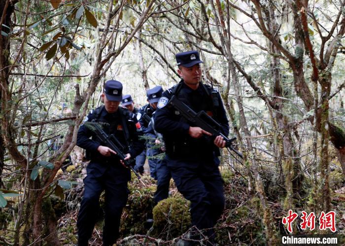 山南邊境管理支隊玉麥邊境派出所民警在邊境原始森林里開展邊境巡邏?！∴嶇?攝